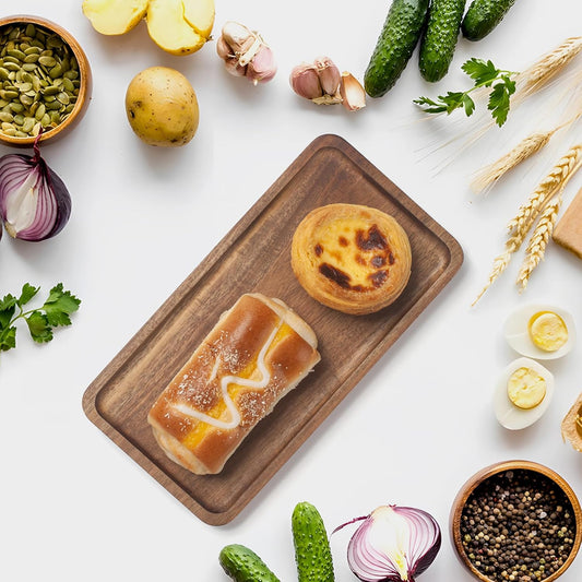Wooden Serving Platter/Tray for Restaurant, Handmade Multipurpose Coffee, Tea, Snacks, Breakfast, Food Platter, Modern Fatti Design Tray, Rectangular Platter for Home & Kitchen, 10X5 Inch, 1 Pcs