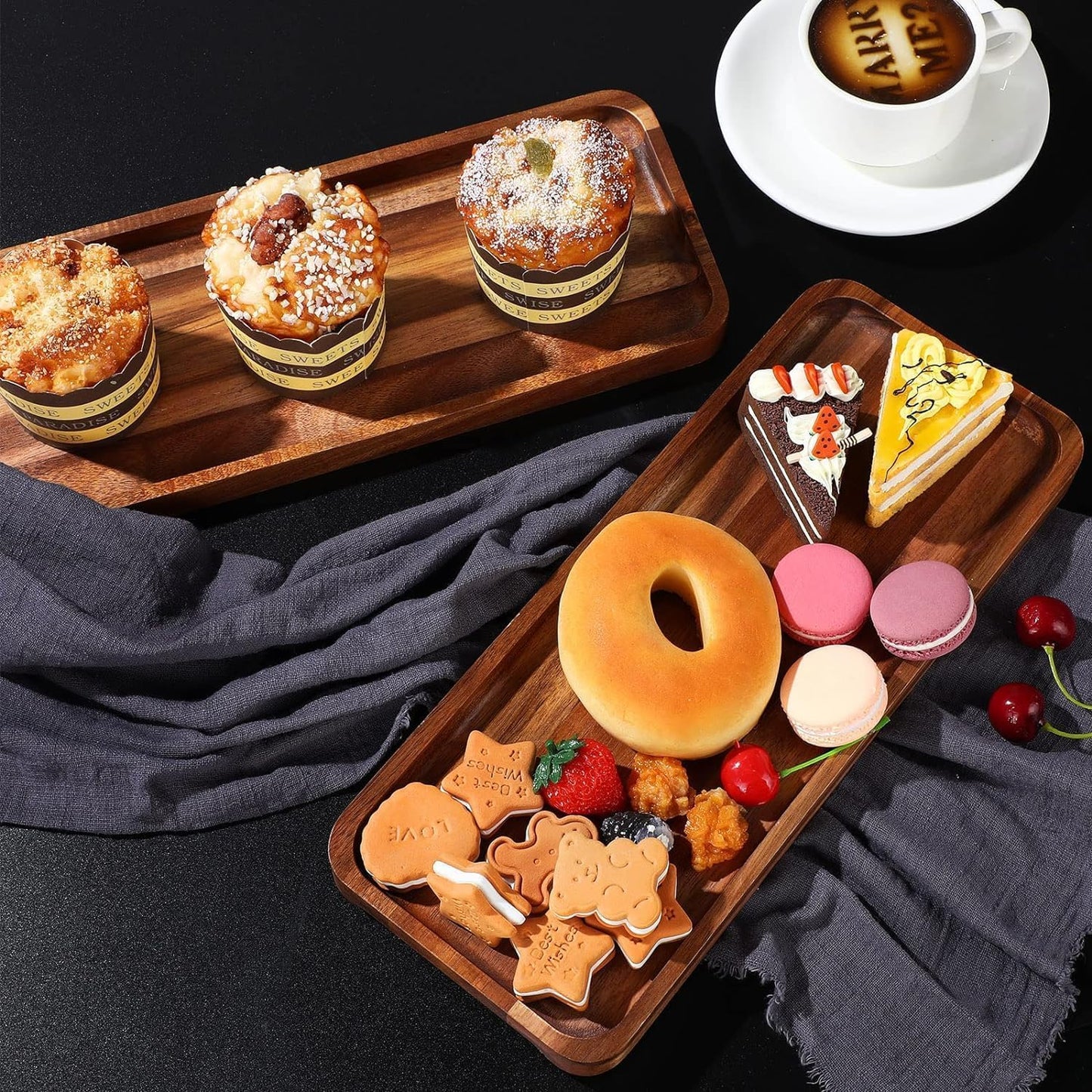 Wooden Serving Tray/Platter, Wood Rectangle Decorative Tray for Home, Kitchen and Restaurant Use, Snacks & Dishes Multipurpose Tray for Breakfast, Coffee Table, 1 Pc, 12 Inch