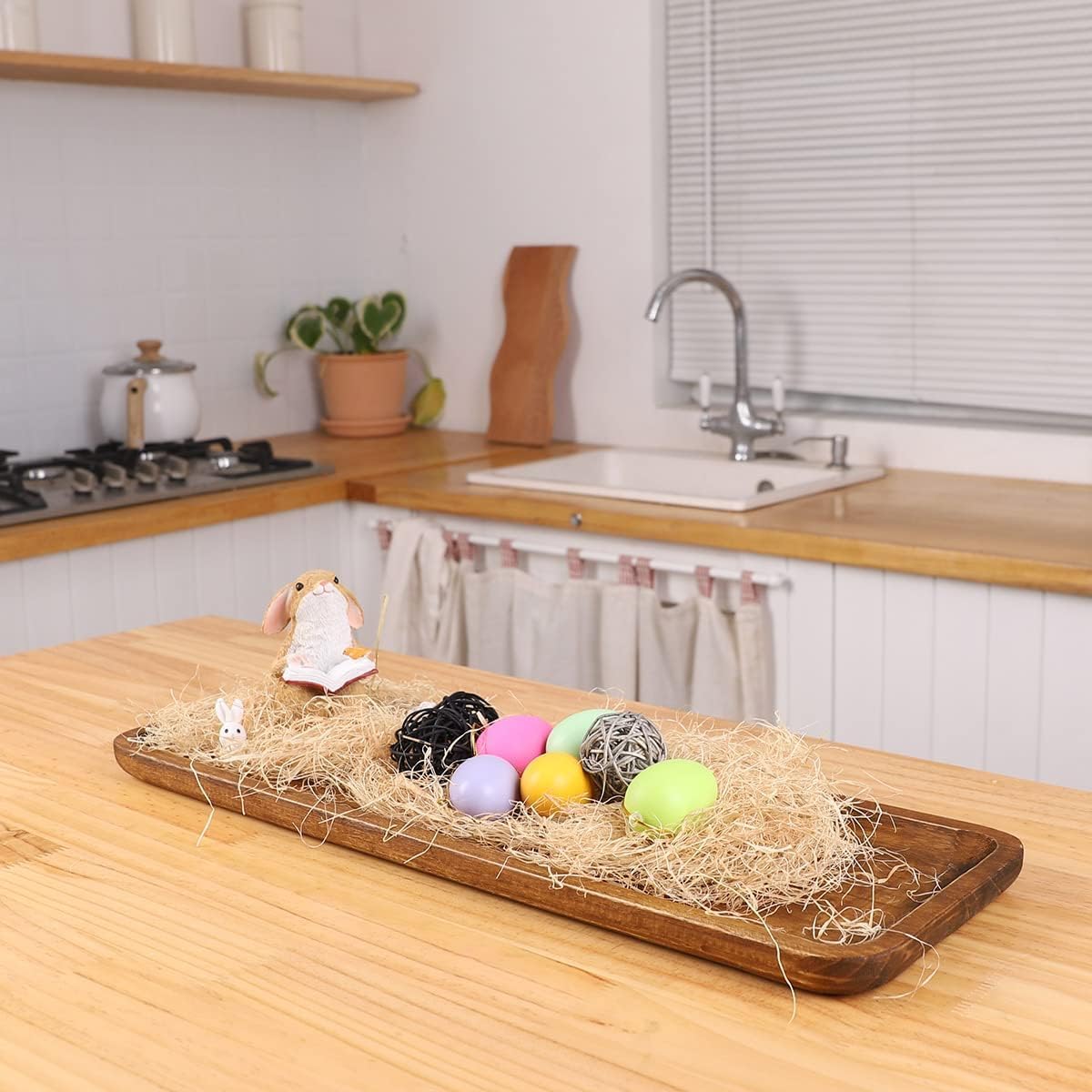 Wooden Serving Tray/Platter, Wood Rectangle Decorative Tray for Home, Kitchen and Restaurant Use, Snacks & Dishes Multipurpose Tray for Breakfast, Coffee Table, 1 Pc, 12 Inch