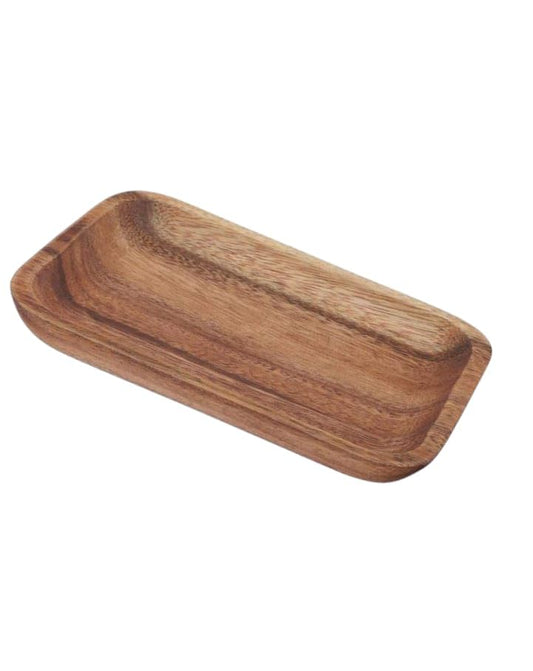 Wooden Rectangular Serving Platter, Sheesham Wood Rectangle Small & Cute Multipurpose Tray for Home and Kitchen Use, Nesting Tray for Breakfast, Snacks, Coffee Table, 1 Pc, 6.5 Inch