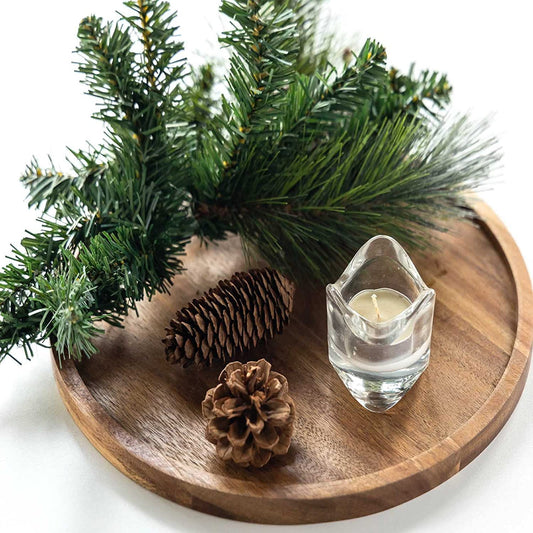 Wooden Tray for Serving Round Tray, Mango Wood Tray for Kitchen, 11 Inch, 1 pc