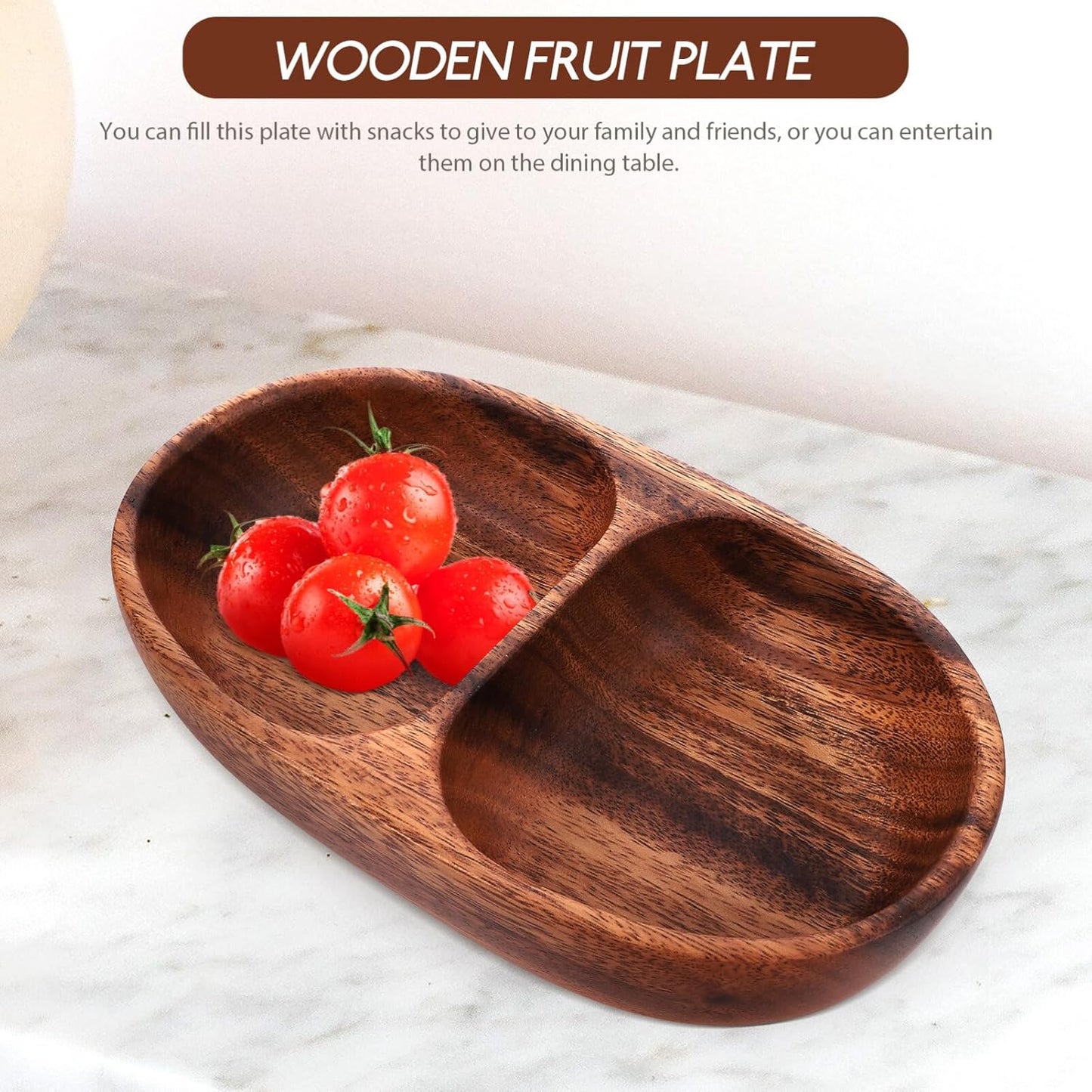 Wooden 2 part Serving Platter, Sheesham Wood Rectangle Small & Cute Multipurpose Tray for Home and Kitchen Use, Nesting Tray for Breakfast, Snacks, Coffee Table, 1 Pc