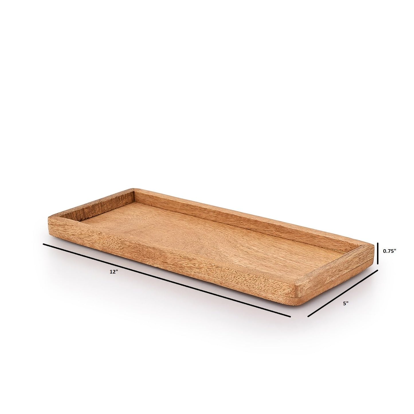 Wooden Serving Platter, Handmade Multipurpose Trays Coffee, Tea, Snacks, Breakfast, Food, Modern Rect Design Tray, Rectangular Plate for Home & Kitchen, 12X5 Inch, 3 Pcs