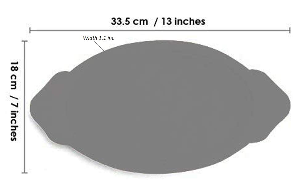 Cast Iron Sizzler Plate with Wooden Stand/Oval Sizzler Serving Tray, Brown, Size 13 x 7 inch, 1 Pcs