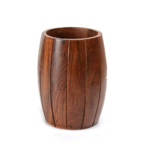 Wooden Handmade Round Shape Barrel Cutlery Holder for Kitchen Dining Table Home & Kitchen Utensils Organizer, Round Shape Storage Rack for Spoon, Fork, Knife, 15.2 cm H x 10.2 cm L (Barrel) 1 Pc