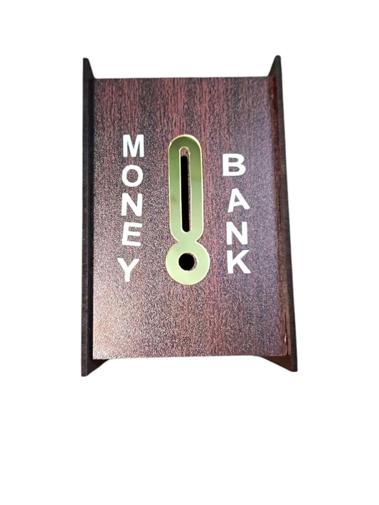 Wooden Money Bank with Savings Chart, Small Money Collection Box, 20000 Rupees Goal Tracker, Self Assembly Required, MDF Wood Saving Piggy Money Save Box, Coin Box, 6X6 Inch, 1 Pc